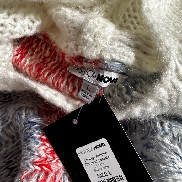 💓 Fashionnova knit crop sweater large stretchy streetwear boho - Picture 3 of 3